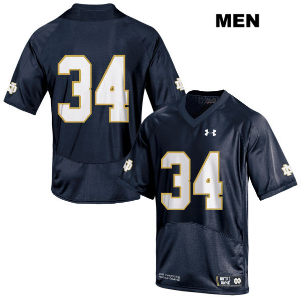 Men's NCAA Notre Dame Fighting Irish #34 Jahmir Smith Stitched College Under Armour Authentic Navy No Name Football Jersey TG10F21TB